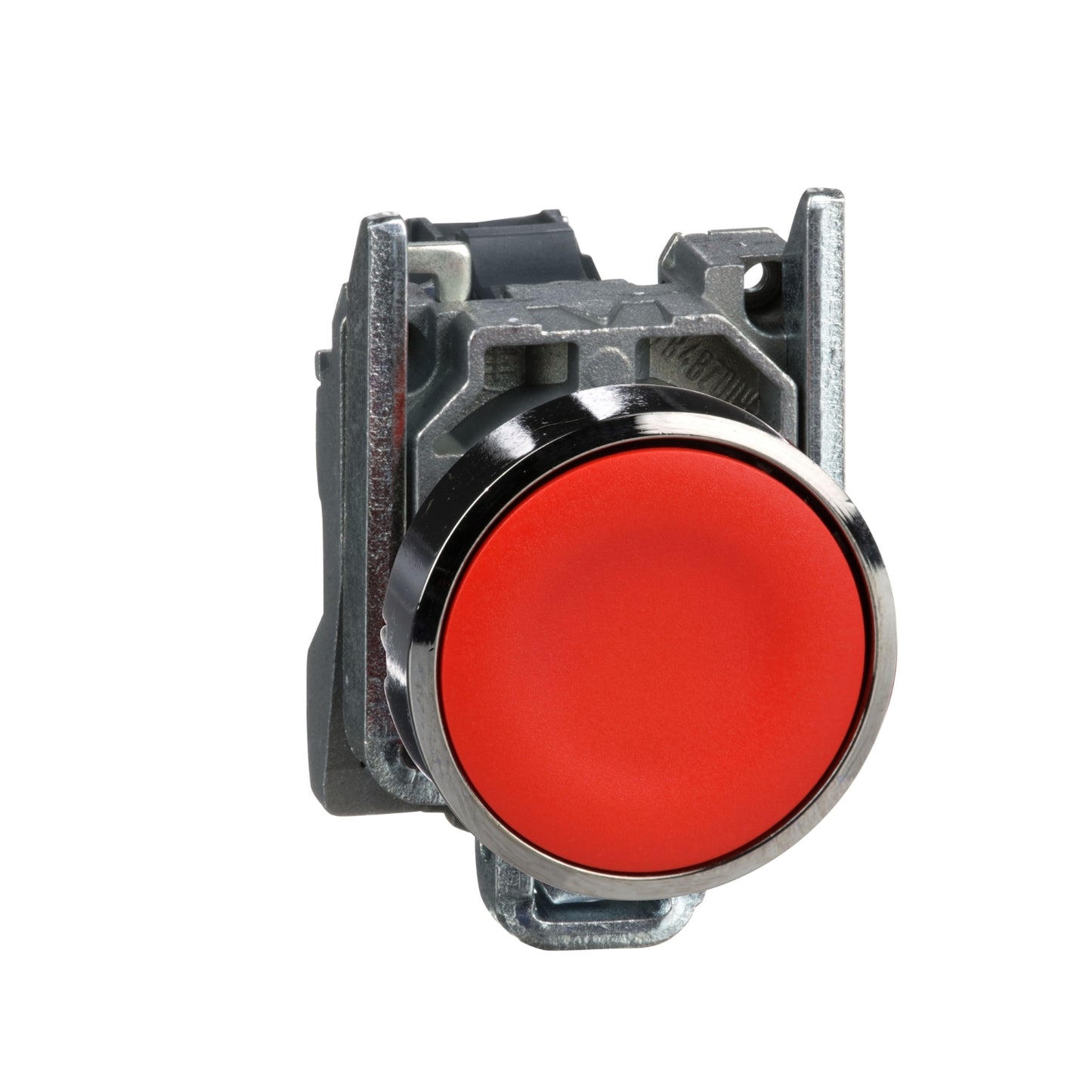 Pulsador Rojo Ø22 mm Retorno Resorte Nivelado con "o" – 1 NC