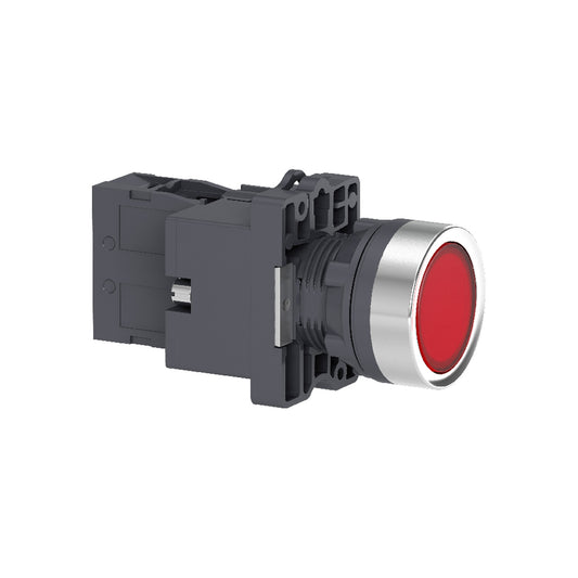 Pulsador Luminoso Rojo Empotrado Ø22 mm – 24 V, 1 NA