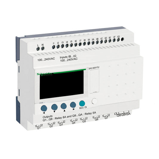 Relé Programable Zelio Logic 26 E/S – 100–240 V CA, Display