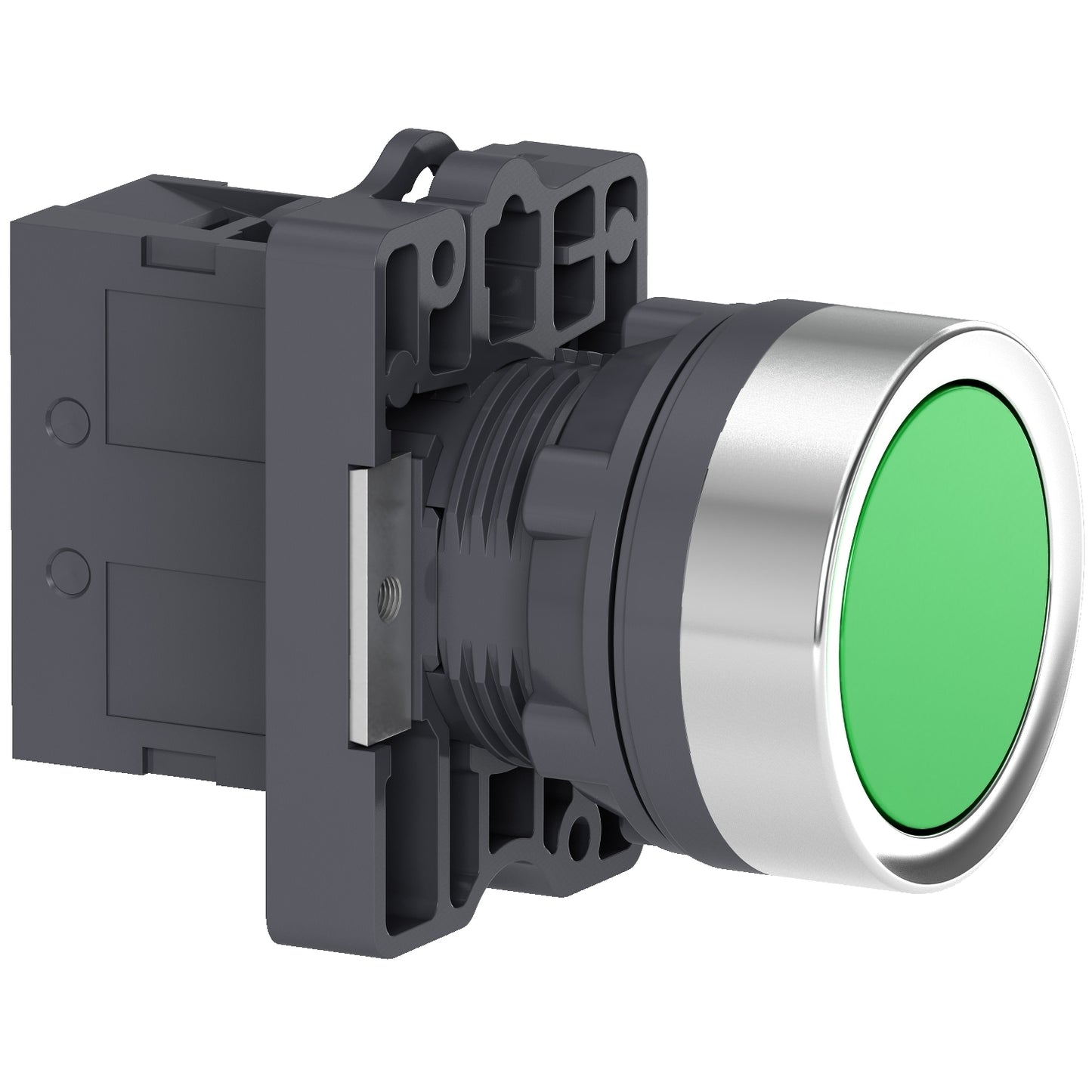 PULSADOR REDONDO VERDE Ø 22MM, RETORNO DE RESORTE, 1 NA