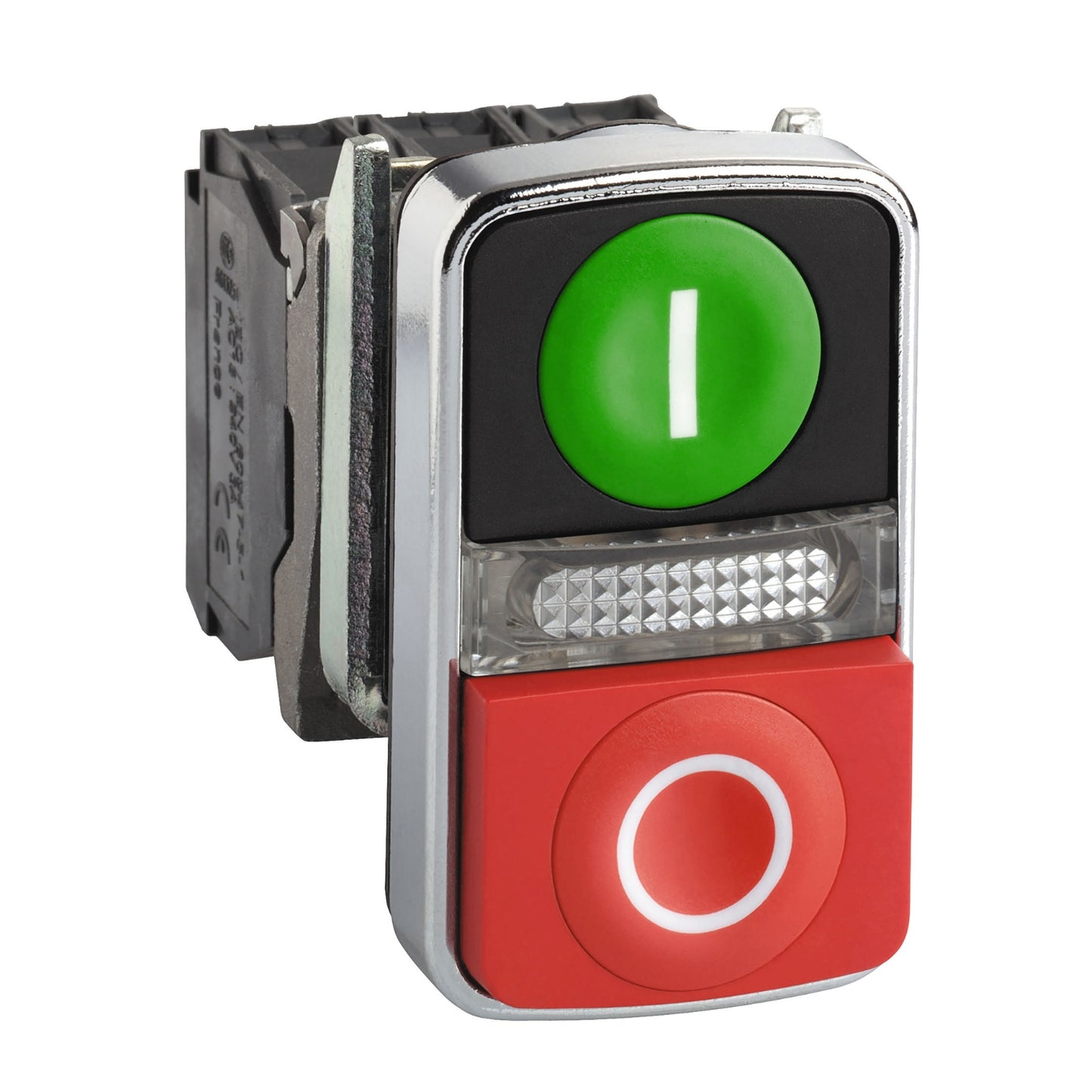 Pulsador Doble Verde/Rojo Ø22 mm Retorno Resorte – Luz Blanca 240 V