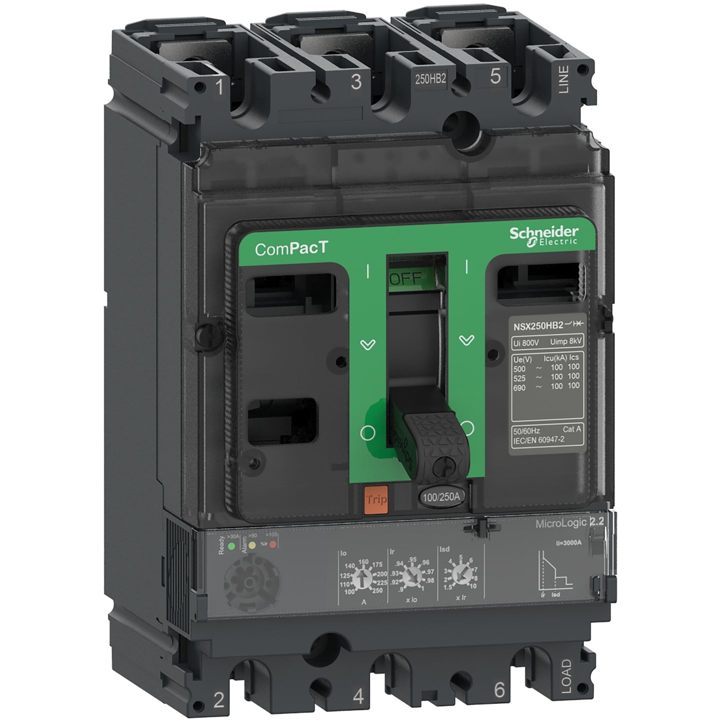 Interruptor Automático ComPacT NSX100H 3P 100 A – MicroLogic 2.2