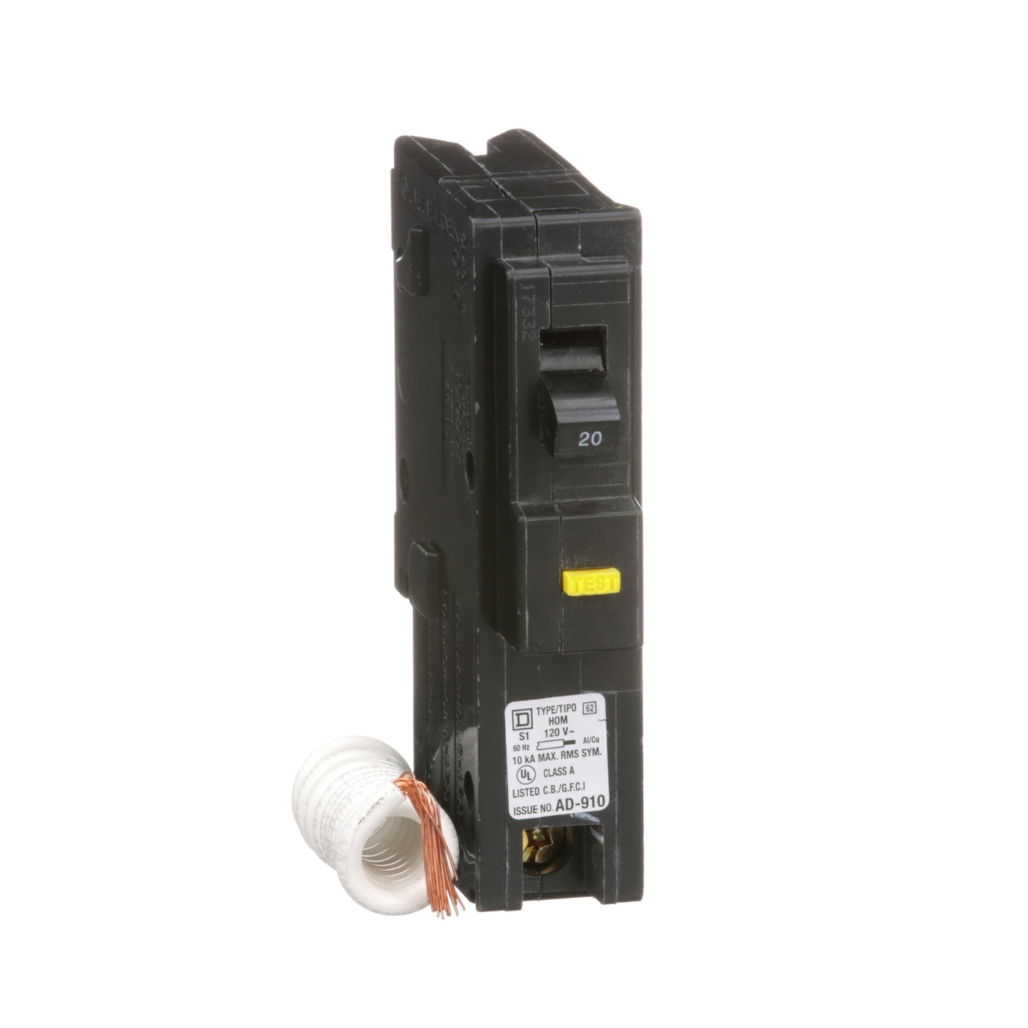 Interruptor enchufable Homeline 20A 1P 120 VAC 10kA GFCI 6mA