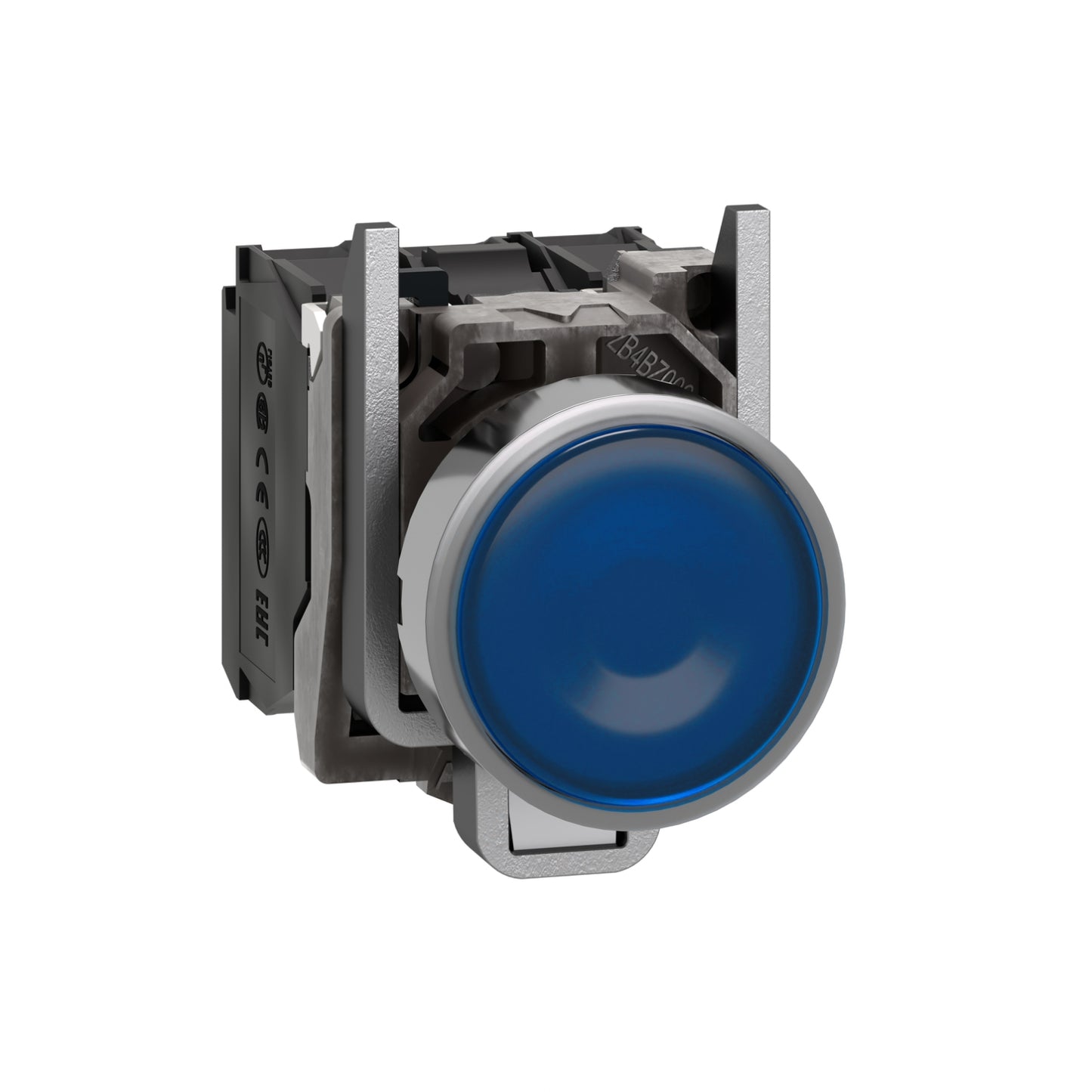 Pulsador Luminoso Azul Ø22 mm 24 V Retorno Resorte – 1 NA + 1 NC